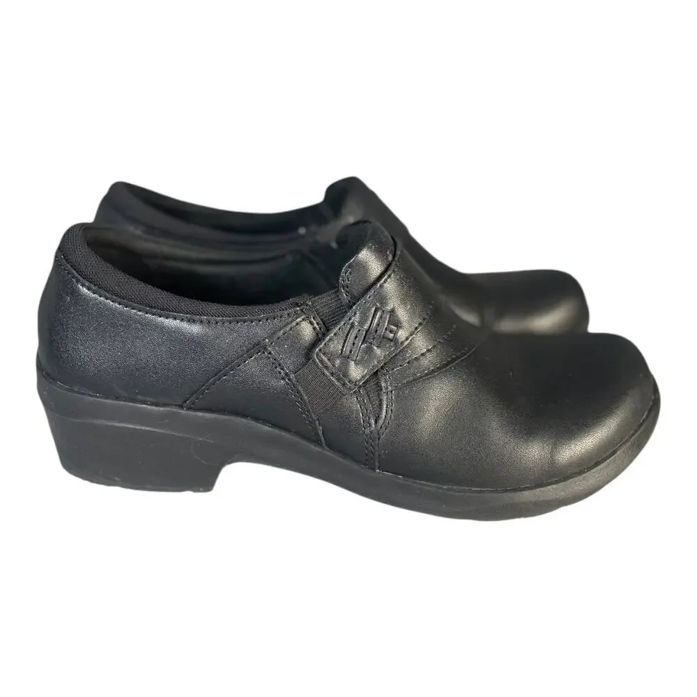 Clarks Women’s Angie Pearl Black Leather Slip On Loafers Size-10M